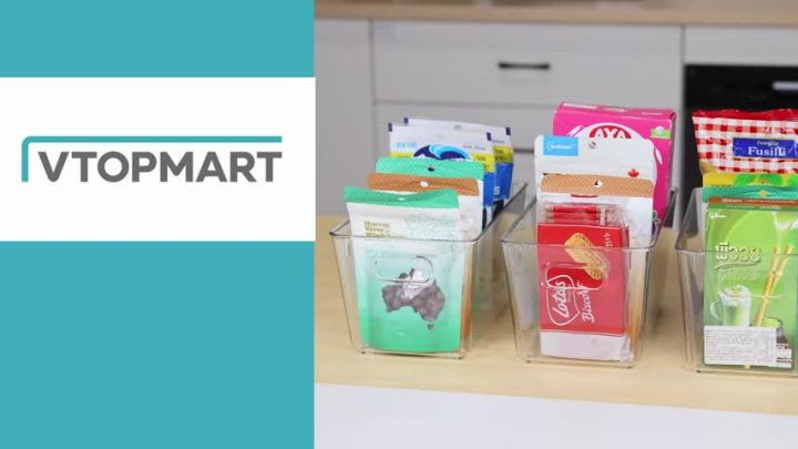 6 PCS Food Storage Bins with Handles, Vtopmart Clear Plastic Pantry  Organizer, Medium 