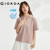 GIORDANO ผู้หญิง เทคโนโลยีขั้นสูงความรู้สึกเย็นน้ำแข็งออกซิเจนเย็นโปโลแขนสั้นถัก Free Shipping 13313303