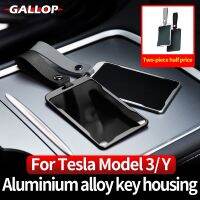 [Accessory part]สำหรับ Tesla 2021-2023รุ่น3 Y รถยนต์อะลูมิเนียมอัลลอยกุญแจเคสห่อหุ้มการ์ดอุปกรณ์เสริมชุด Hiasan Interior