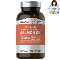Salmon Oil 1000 mg Virgin Wild Alaskan Full Range, 180 Quick Release Softgels