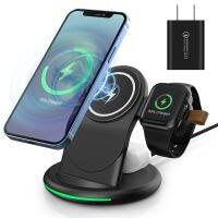 Wireless Charging Station, Wireless Charging Stand, 3ใน1แท่นชาร์จสำหรับ Apple iPhone 13 12 11 XR/IWatch7/6/SE/3,airPods