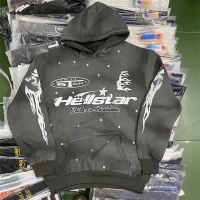 Hellstar เสื้อฮู้ดแนวสตรีทพิมพ์ลายสำหรับทั้งหญิงและชายเสื้อฮู้ดตัวใหญ่สปอร์ต