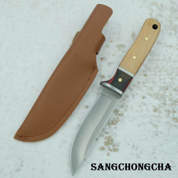 sangchongcha-cl07-มีดเล็ก-มีดยุทธวิธี-มีดแคมป์ปิ้ง-มีดเดินป่า-มีดพกพา-มีดทหาร-สแตนเลส-ยาว16-00ซม-แถมซองหนังpu