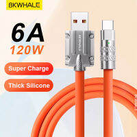 BKWHALE 120W สายชาร์จป้องกัน USB โลหะสายเคเบิลข้อมูลสายชาร์จอย่างรวดเร็วสำหรับ IOS Micro Type-C ซิลิโคนชาร์จได้อย่างรวดเร็วด้วยที่เก็บสาย