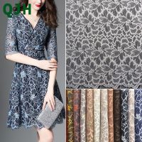 [HOT!] Unique Flowers Pattern Two tone Patchwork Embroidery Lace Fabric Nylon amp;Cotton Material French Fashion Lace Party Dress Cloth