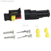 ✟❍☁ 5sets 2Pin Female Male AMP SuperSeal PA66 Black Waterproof Electrical Automotive Connector Plug For Auto Car