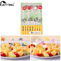 1set Car Castle Vegetable Crockery Cute Mini Toddler Children Fruit Forks Toothpicks Kids Food Picks Cartoon