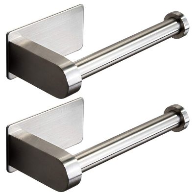 2X Self Adhesive Toilet Paper Holder-Bathroom Toilet Paper Holder Stand No Drilling Stainless Steel Brushed