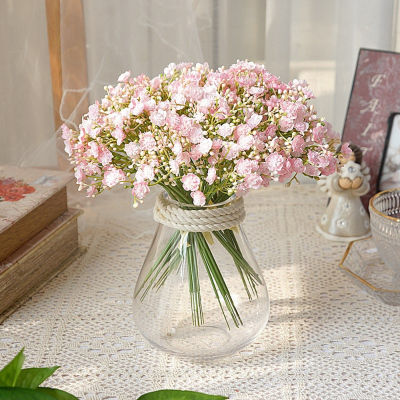6ชิ้น/พวงการจำลองดอกไม้ประดิษฐ์ยิปโซสีขาวสีชมพูช่อดอกไม้พืชปลอมดอกไม้ DIY จัดสำหรับตกแต่งบ้านงานแต่งงาน