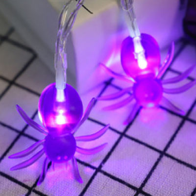 Sanwood®ฮาโลวีนแมงมุมไฟประดับ Spooky ตกแต่ง USB LED สีม่วง Spider String Lights สำหรับห้อง
