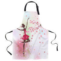 Ballet Dancer Girl Pink Flower Aprons for Women Men Kid Cooking Baking Apron Kitchen Utility Equipment Accessories