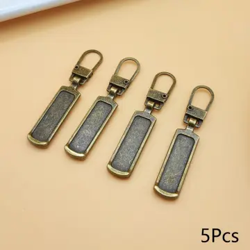 5pcs Metal Replacement Detachable Zipper Puller, Detachable Metal Zipper,  Replacement Bag Shoes Clothes Pull Lock Pull Head, DIY Craft Zipper Head  Sewing Accessories For Small Hole, For Bag Coat Down Jacket, Suitcase