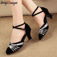 【CC】 professional latin dance shoes high heel summer tango ballroom women big size 33-42