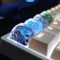 บุคลิกภาพ Creative Snow Mountain Mount Fuji Volcano โปร่งแสง Backlit คีย์บอร์ด Keycap Sa ความสูง DIY ใช้งานได้ 61/87/104/108 คีย์ ZK