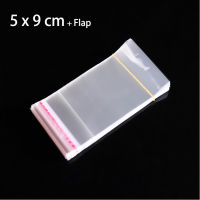 200pcs 5 x 9cm Clear Mini Packaging Bags for Jewelry Packing Self Adhesive Seal Small Plastic Envelopes Bag For Gift Package Food Storage  Dispensers