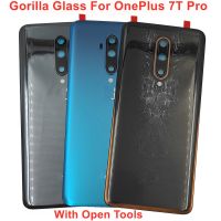 For Oneplus 7T Pro Original Back Glass Battery Cover Hard Back Lid Door Rear Housing Panel Case + Camera Lens Adhesive Glue