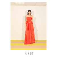 Kemissara Bias cut pleated skirt Orange