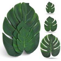 80PCS ใบปาล์มประดิษฐ์สีเขียว Monstera Leaf Leaves ตกแต่งสำหรับตารางและตกแต่งผนังวันเกิดงานแต่งงาน Theme Party