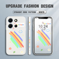 Casing Ponsel สำหรับ Infinix Note 30 Note 5G Note 30 Pro ใหม่การ์ตูนเด็กผู้หญิงยิ้มขอบสี่เหลี่ยมสายรุ้งปลอกซิลิโคนของเหลวคลุมทั้งหมดเคสป้องกัน