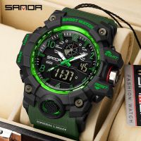 SANDA Top Brand Military Sport Watches for Men 50m Waterproof G Style Men Sports Wrist Watches Quartz Digital Dual Time Watch