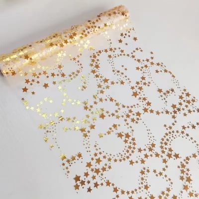 Table Decoration Semi-Sheer Gauze Table Runner Wedding Gauze Table Runner Pleated Table Flag Mesh Gilded Table Runner Gold Thin Table Runners Sparkle Metallic Gold Thin Table Runners