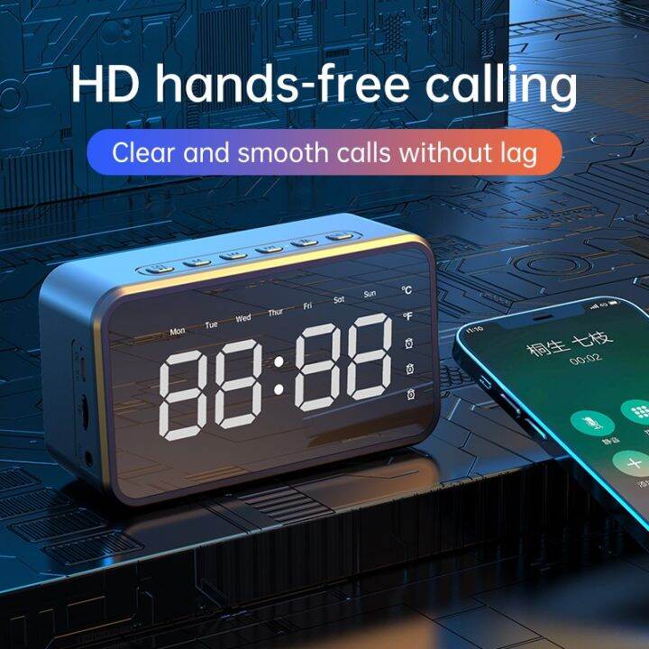 Aolon Portable Bluetooth Speaker Digital Alarm Clock, Louder Crystal