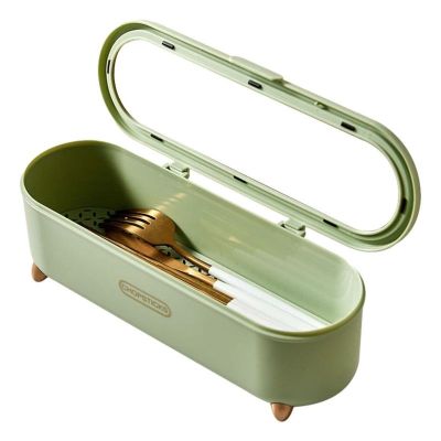 Cutlery Storage Box Kitchen Organizer Tray With Lid For Silverware Counter Chopsticks Spoons Table Knives Forks Organization