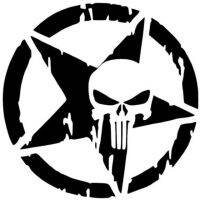 Punisher Skeleton Pentagram สติกเกอร์ติดรถยนต์กันน้ำ3D เหมาะสำหรับ PVC ติดประตูรถสติกเกอร์บุคลิกที่น่าสนใจ