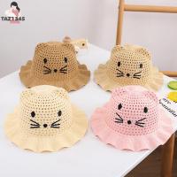 TAZ1345 เด็กผู้หญิง ถัง Sunhat การ์ตูน ฤดูร้อน หมวกชายหาด หมวกฟาง หมวกชาวประมง หมวกเด็ก