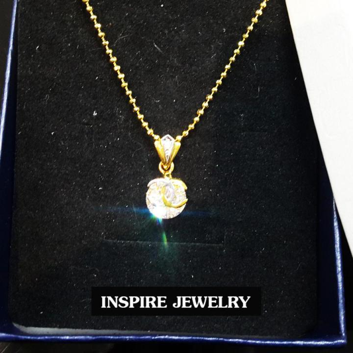 inspire-jewelry-จี้พร้อมสร้อยคอยาว-16นิ้ว-ฝังเพชรสวิส-หุ้มทองแท้-100-or-gold-plated-พร้อมกล่องกำมะหยี่