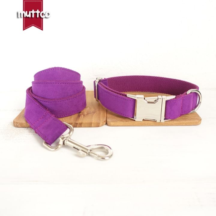 hot-selling-pets-mart-mall-muttco-retailing-self-designed-nylon-solid-dog-accessory-the-candy-purple-handmade-5-sizes-dog-collars-and-leashes-set-udc029