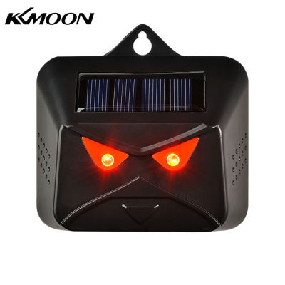 KKmoon สมาร์ทเซ็นเซอร์มัลติซิลิกอนแผงโซลาร์เซลล์แบตเตอรี่เครื่องไล่สัตว์พลังคู่เครื่องไล่นกสุนัขไฟ LED สีแดงอุปกรณ์ยับยั้งการกระพริบ