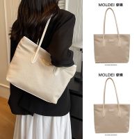 Summer and summer large-capacity commuting high-end color contrast tote bag womens 2023 new casual one-shoulder canvas bag 【BYUE】