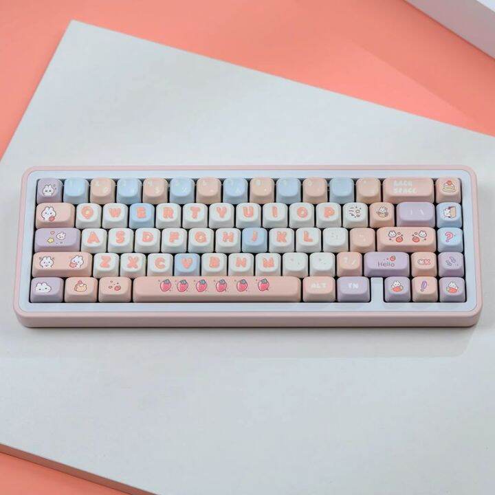 【Keycap Only 】Strawberry Rabbit Key Cap Large font Gradient Pink Cute ...