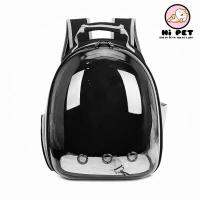 Hi Pet♥Pet travel backpack BLACK กระเป๋าเป้สะพายหลัง,พลาสติกแข็งแคปซูลแคปซูลระบายอากาศกระเป๋าเป้แบบใสสำหรับแมวลูกสุนัขและกระต่าย สีดำ