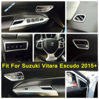 เหมาะสำหรับ Suzuki Vitara Escudo 2015-2021ไฟหัวปุ่มอากาศ AC O Utlet Ventมือจับประตูชามกรอบครอบตัดสไตล์เคลือบ