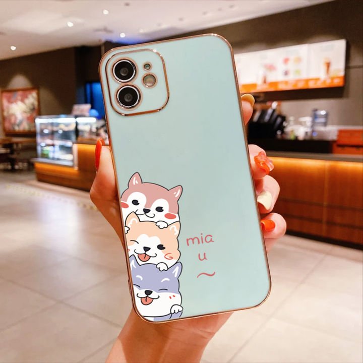 hontinga-เคสโทรศัพท์-iphone-6-6s-7-8-plus-se-2020-x-xr-xs-max-เคสโทรศัพท์สี่เหลี่ยม-tpu-นิ่มเคลือบโครเมียมหรูหราลายการ์ตูนสุนัขน่ารักป้องกันกล้องสำหรับเด็กผู้หญิง