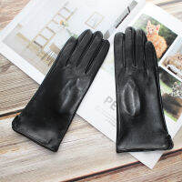 Bickmods New Women Black Fashion Touchable No Inside Straight Style Genuine Leather Sheepskin Thin Section Gloves