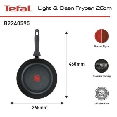 TEFAL กระทะก้นแบนไลแอนคลีน 26 ซม. รุ่น B2240595 (สีแดง)ประกัน 2 ปี