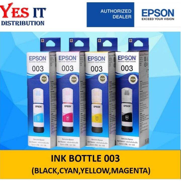 Epson Original 003 4c Set Nov2025 Cyanyellowmagentablack Bulk Pack Refill Ink Bottle 0340