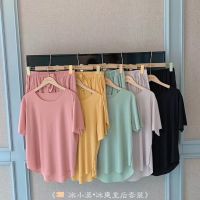 COD SDFGDERGRER Korean Ice Silk Plain Pajamas Casual Set Women Loose Slim Sleepwear Set Wear Tops Shorts