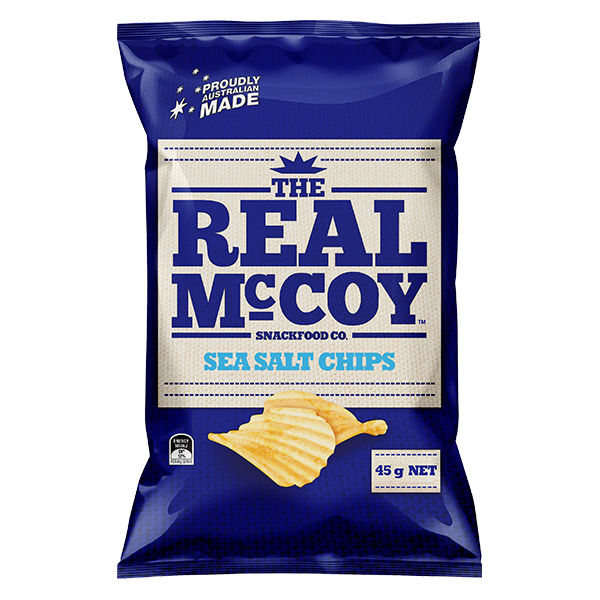 The Real Mccoy Sea Salt Chips 45g เดอะเรียลแมคคอย มันฝรั่งแผ่นหยักทอดกรอบ รสเกลือทะเล ขนาด 45 กรัม (5462)