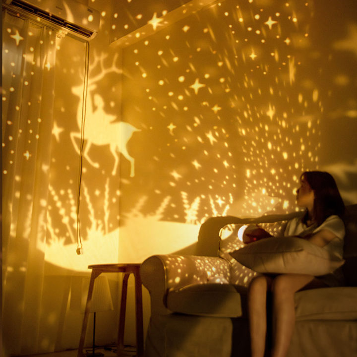 ไฟกลางคืนห้องนอนเด็กแบบโบว์น่ารักชาร์จไฟได้เครื่องฉายรูปดาวสำหรับเด็ก