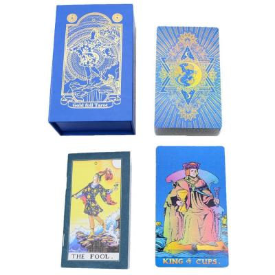 Blue Gold Tarot Divination Tools Oracle Card Party Card Game Prophecy Tarot PVC English Gift For Family Together Party Favor opportune