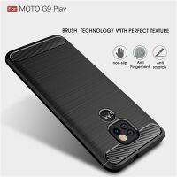 （ใหม่）สำหรับ Motorola Moto G9 Plus กรณีคาร์บอนไฟเบอร์ Soft TPU เคลือบซิลิโคนกรณีโทรศัพท์สำหรับ MOTO G9เล่นปกหลัง