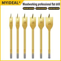 6Pcs 10-25mm Hexagonal Handle Titanium Plated Woodworking Flat Drill Set Woodworking Wood Drill Deep Hole Drill