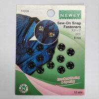 Newey Sew-On Snap Fasteners 8mm Black / กระดุมกดขนาด 8 มิลลิเมตร สีดำ แบรนด์ Newey (แบรนด์ในเครือ Prym Germany) (N34006)