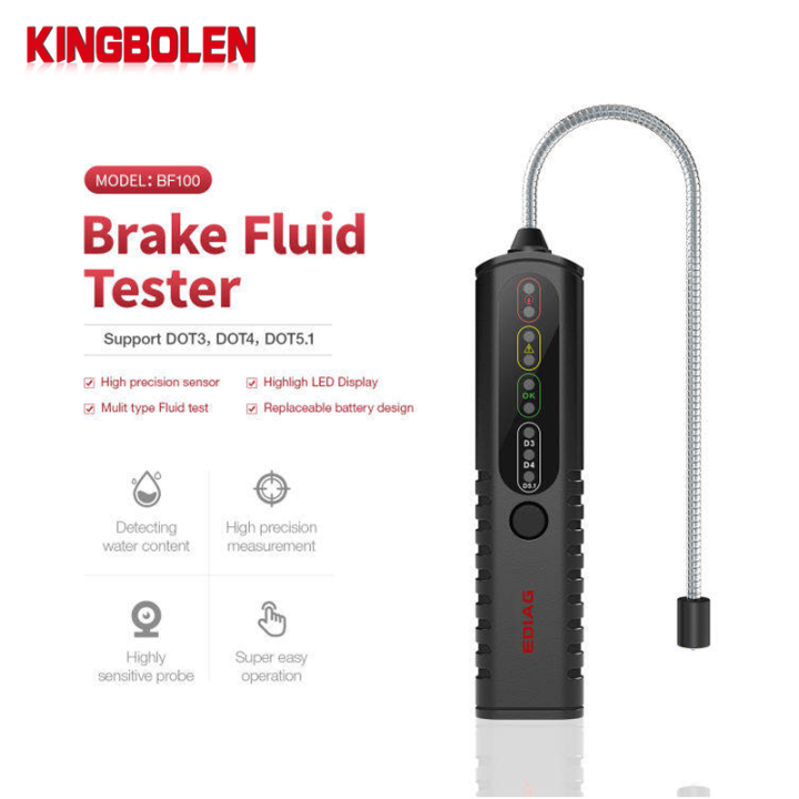 KINGBOLENEDIAG Automotive Brake Fluid Tester, DOT3 / DOT4 / DOT5.1