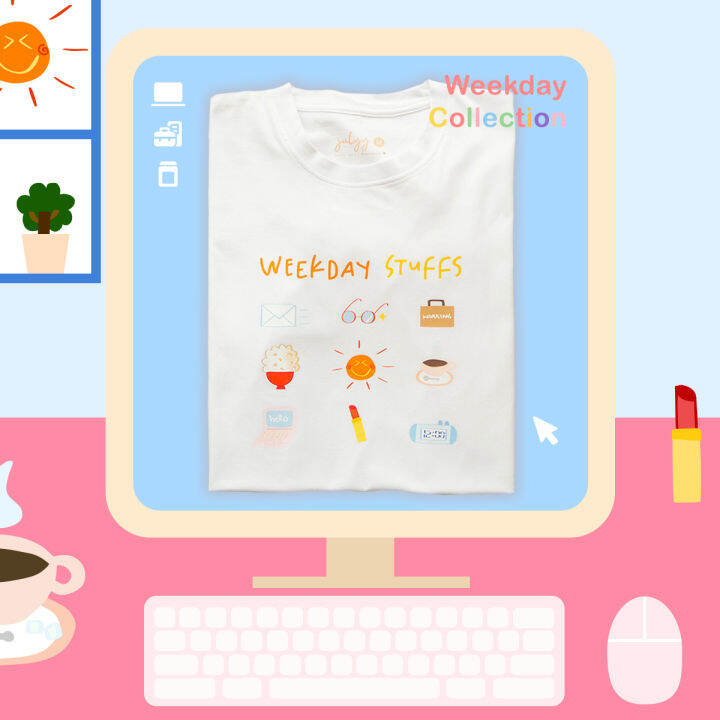 เสื้อยืด-cotton-100-ลายน่ารัก-weekday-collection