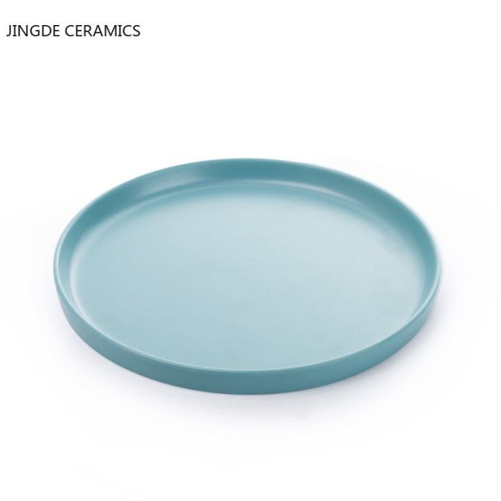 nordic-style-solid-color-plastic-round-plates-family-steak-plate-meal-shallow-plate-serving-tray-restaurant-kitchen-tableware